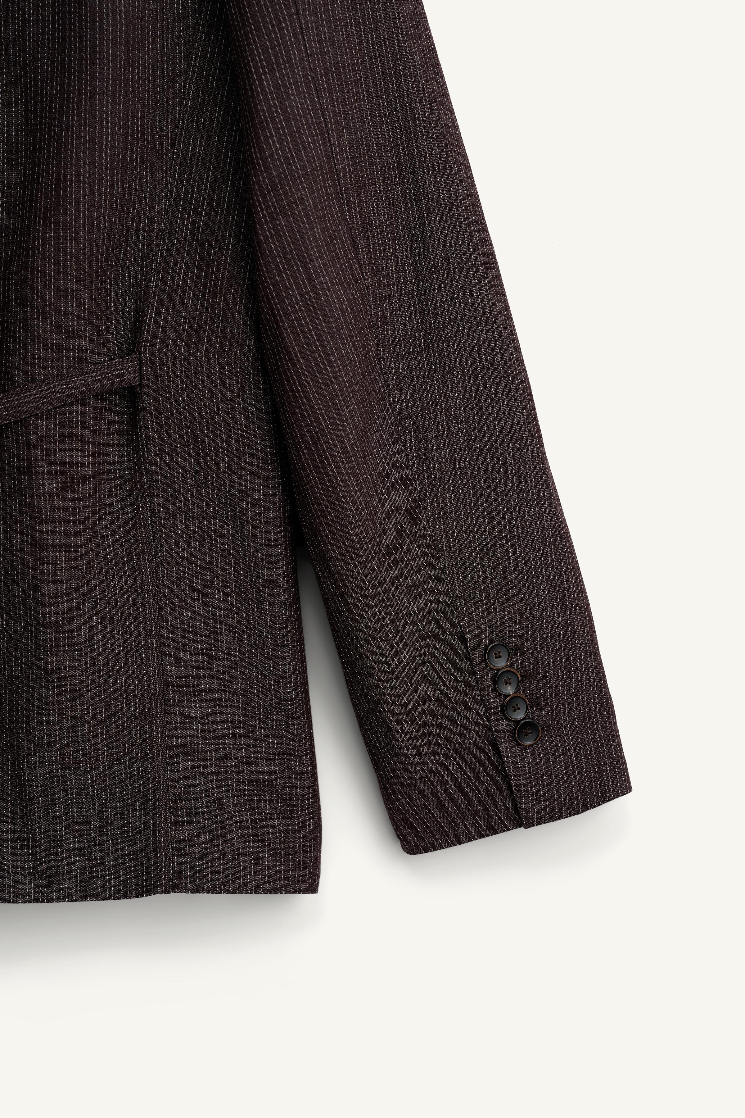 STRIPED VISCOSE - LINEN SUIT JACKET